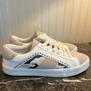 Zara Snake Print White Sneakers